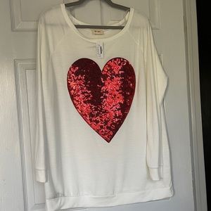 BiBi Red Sequin Heart top - BNWT!